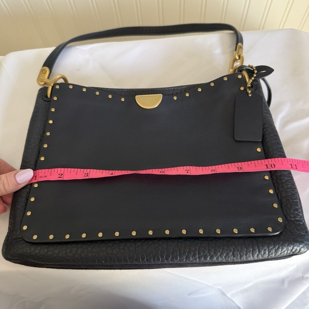 Coach Dreamer 54070 Shoulder Bag Purse Midnight Navy Blue Charms Rivets Medium - Picture 10 of 16